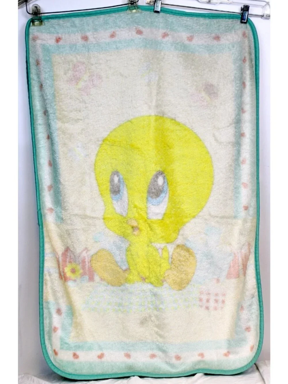 Y2K Tweety Plush Baby Blanket Looney Tunes Bird Crib Picnic Butterfly Boy Girl